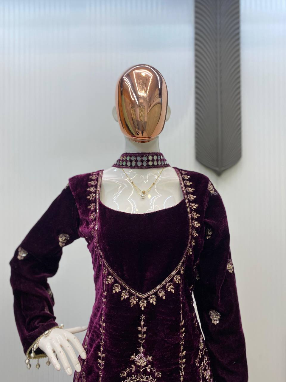 Premium Velvet Sharara Set for Women | Heavy Sequence Embroidery Work | Real Mirror Dupatta | Party & Wedding Wear Suit Set