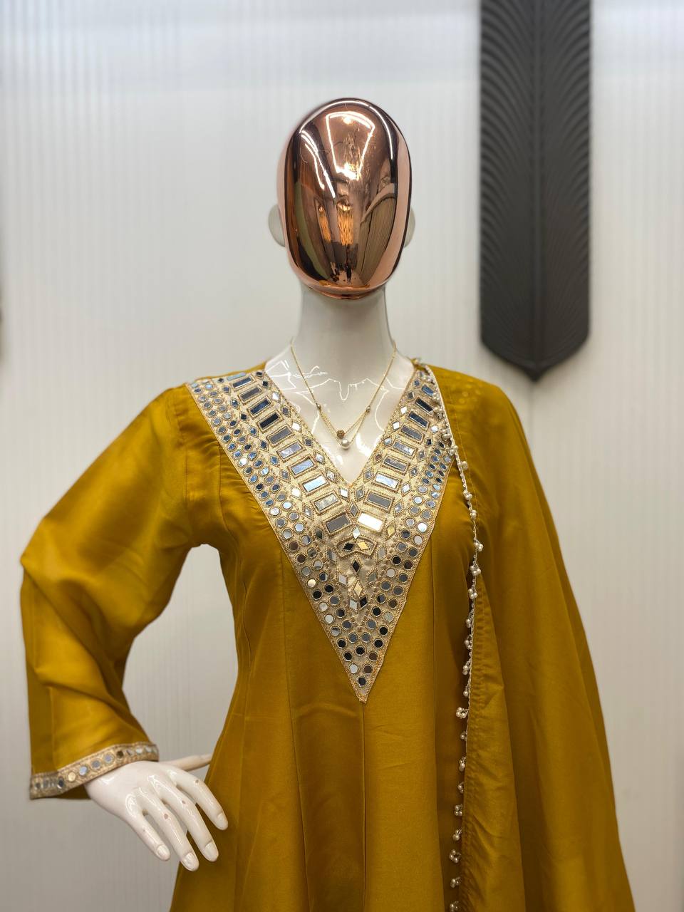 Women's Premium Mirror Work Anarkali Co-Ord Set with Dupatta | Festive Ethnic Suit – Cosmos Fabric