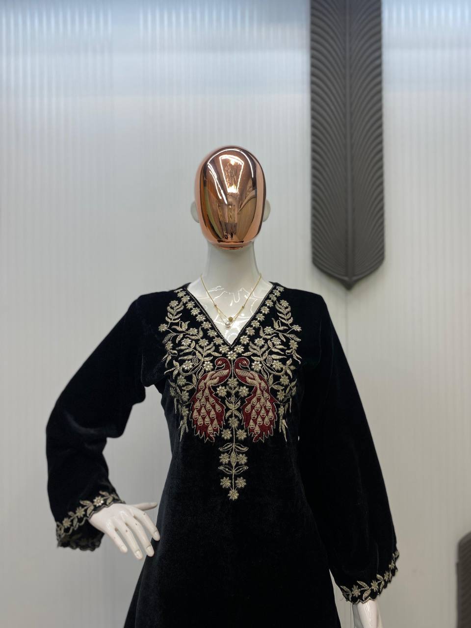 Women's Premium Velvet Winter Co-Ord Set | 2-Piece Embroidered Kurta &amp; Plazzo | Heavy Sequence Work | Festive &amp; Party Wear 2025