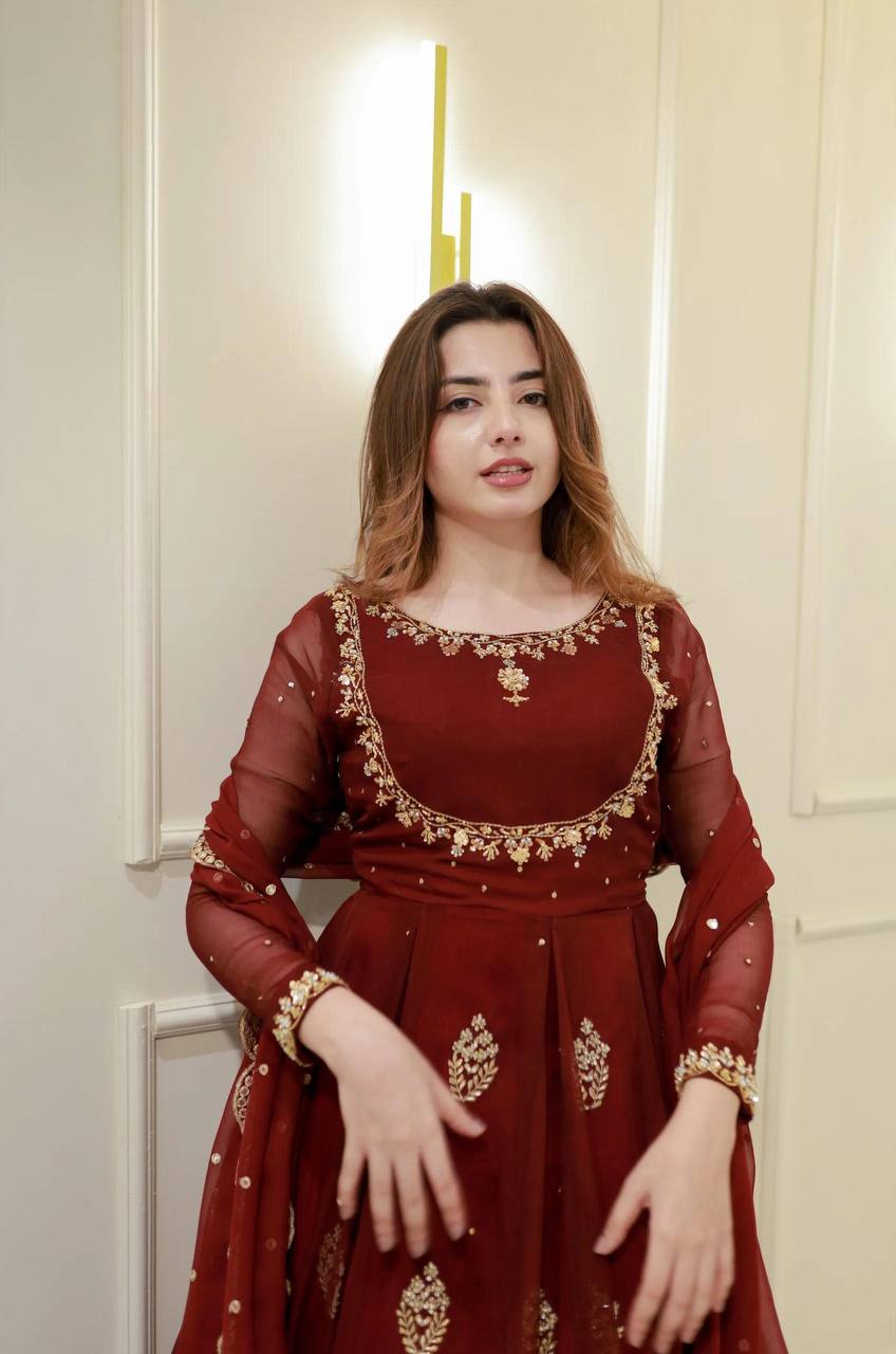 EXCLUSIVE 2 PIECE GOWN WITH DUPATTA IN SEQUENCE EMBROIDERY WORK