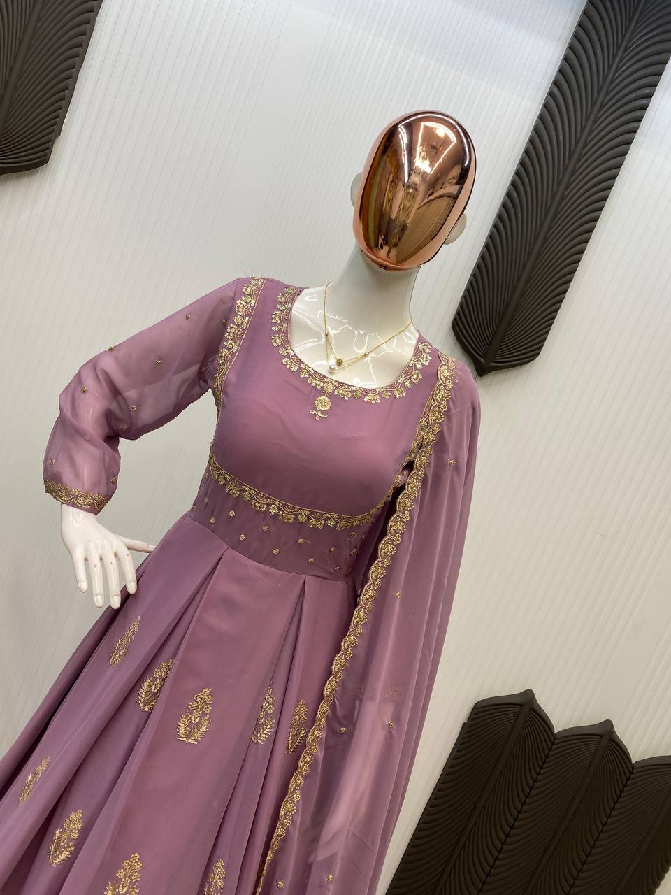 EXCLUSIVE 2 PIECE GOWN WITH DUPATTA IN SEQUENCE EMBROIDERY WORK