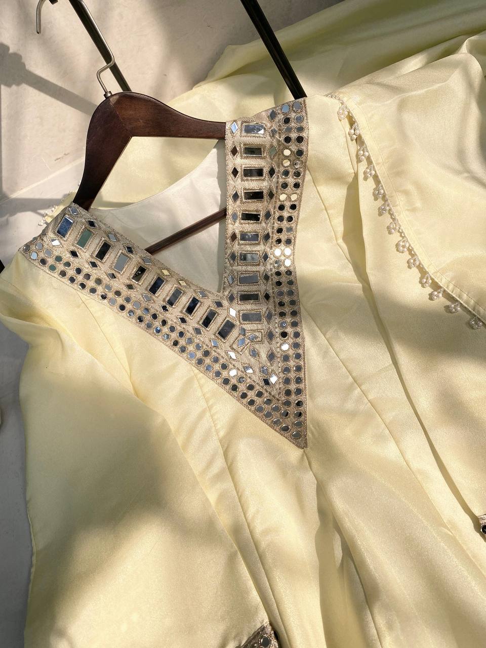 Women's Premium Mirror Work Anarkali Co-Ord Set with Dupatta | Festive Ethnic Suit – Cosmos Fabric