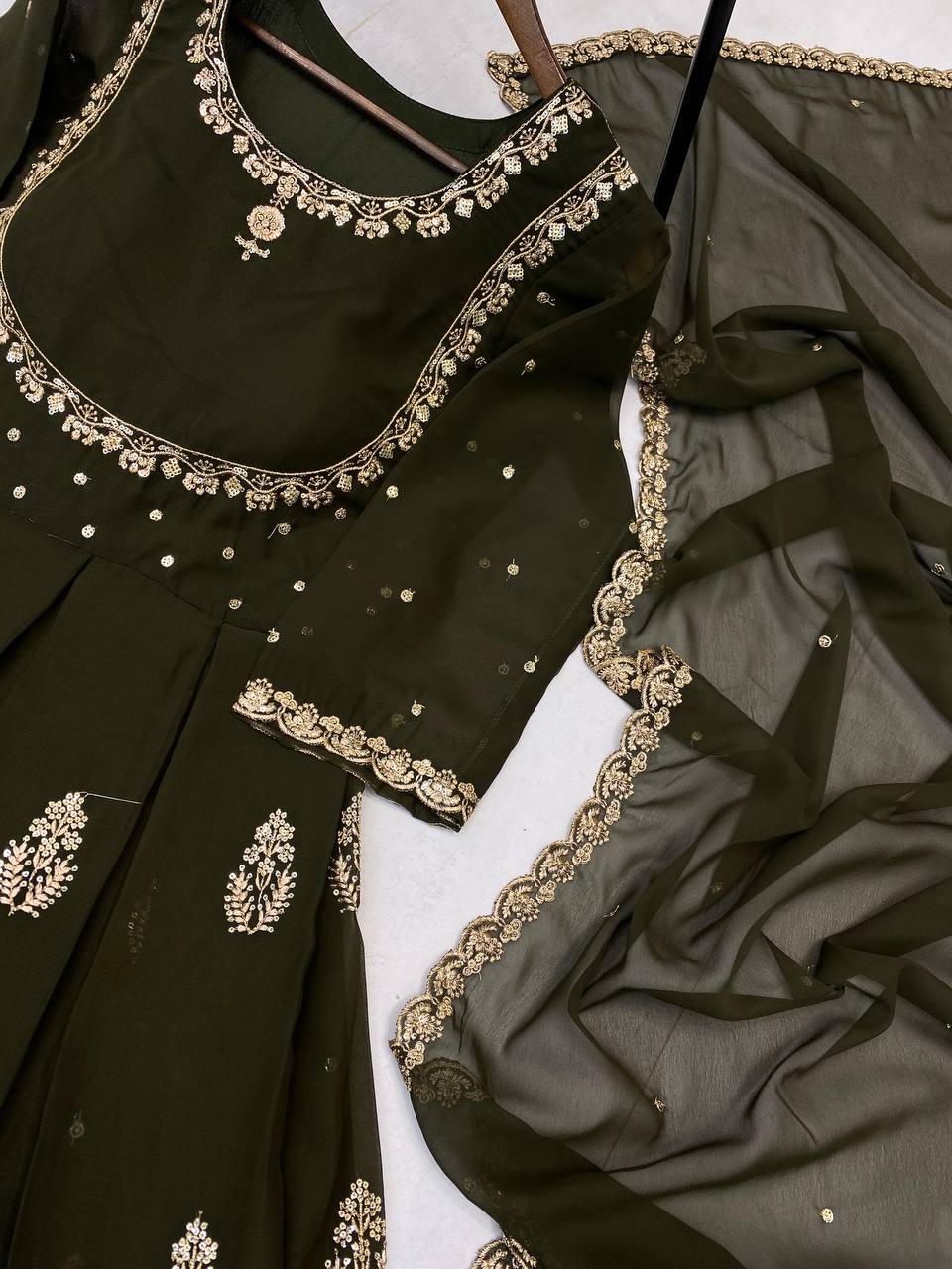 EXCLUSIVE 2 PIECE GOWN WITH DUPATTA IN SEQUENCE EMBROIDERY WORK